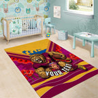 Personalised Brisbane Lions ANZAC Area Rug Military Remembrance Australian Football Mascot Camouflage
