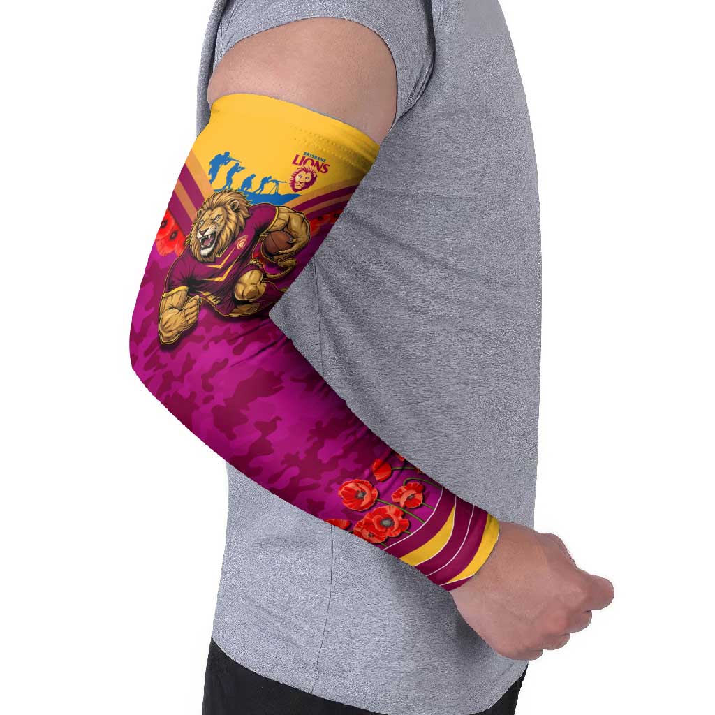 Personalised Brisbane Lions ANZAC Arm Sleeves Military Remembrance Australian Football Mascot Camouflage