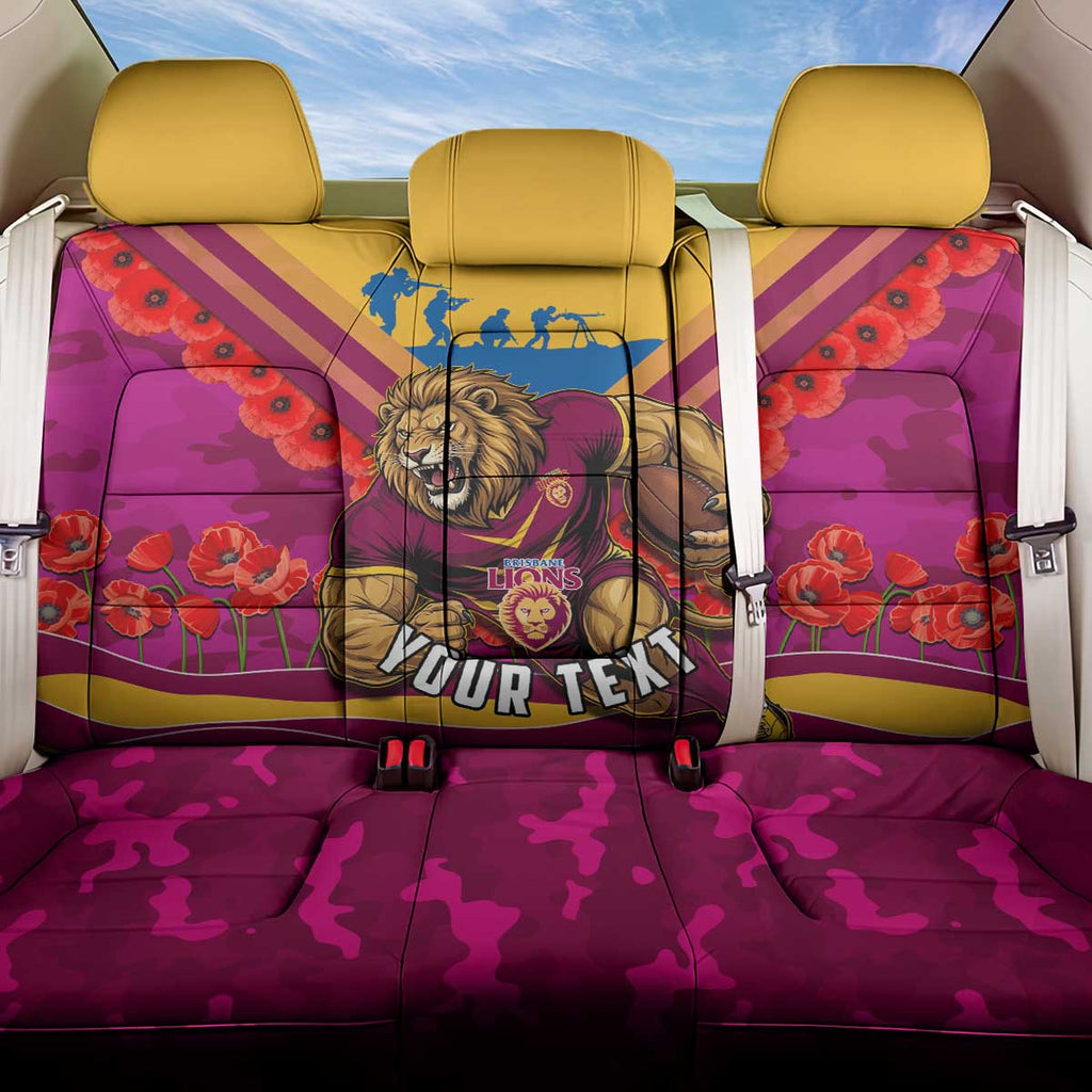 Personalised Brisbane Lions ANZAC Back Car Seat Cover Military Remembrance Australian Football Mascot Camouflage