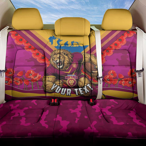 Personalised Brisbane Lions ANZAC Back Car Seat Cover Military Remembrance Australian Football Mascot Camouflage