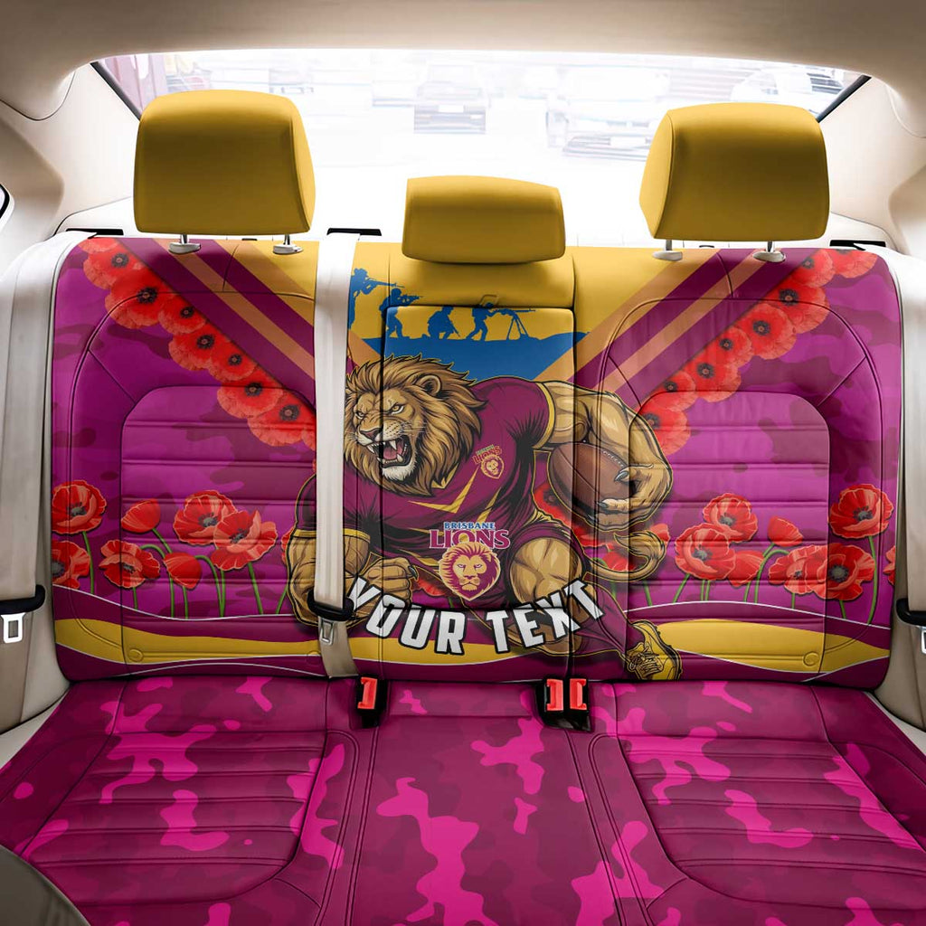Personalised Brisbane Lions ANZAC Back Car Seat Cover Military Remembrance Australian Football Mascot Camouflage