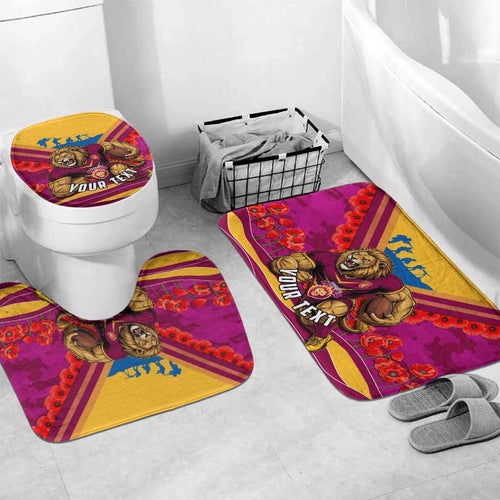 Personalised Brisbane Lions ANZAC Bathroom Set Military Remembrance Australian Football Mascot Camouflage