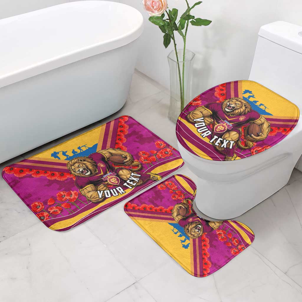 Personalised Brisbane Lions ANZAC Bathroom Set Military Remembrance Australian Football Mascot Camouflage