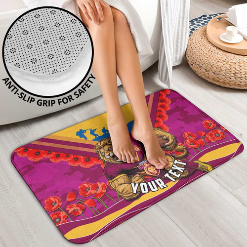 Personalised Brisbane Lions ANZAC Bathroom Set Military Remembrance Australian Football Mascot Camouflage