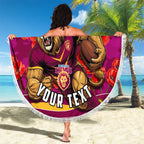 Personalised Brisbane Lions ANZAC Beach Blanket Military Remembrance Australian Football Mascot Camouflage