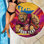 Personalised Brisbane Lions ANZAC Beach Blanket Military Remembrance Australian Football Mascot Camouflage