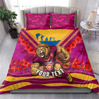 Personalised Brisbane Lions ANZAC Bedding Set Military Remembrance Australian Football Mascot Camouflage