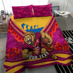 Personalised Brisbane Lions ANZAC Bedding Set Military Remembrance Australian Football Mascot Camouflage