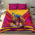 Personalised Brisbane Lions ANZAC Bedding Set Military Remembrance Australian Football Mascot Camouflage