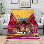 Personalised Brisbane Lions ANZAC Blanket Military Remembrance Australian Football Mascot Camouflage