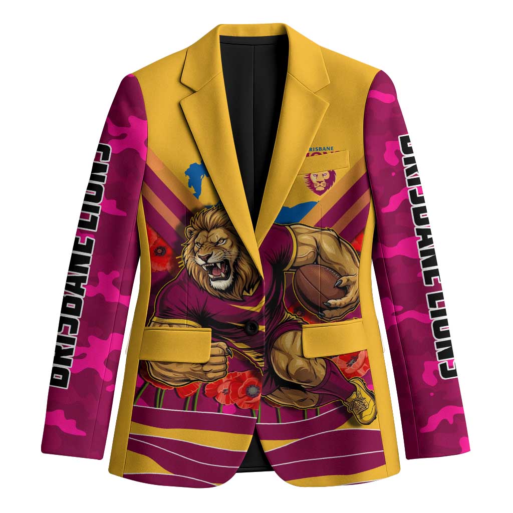 Personalised Brisbane Lions ANZAC Blazer Military Remembrance Australian Football Mascot Camouflage