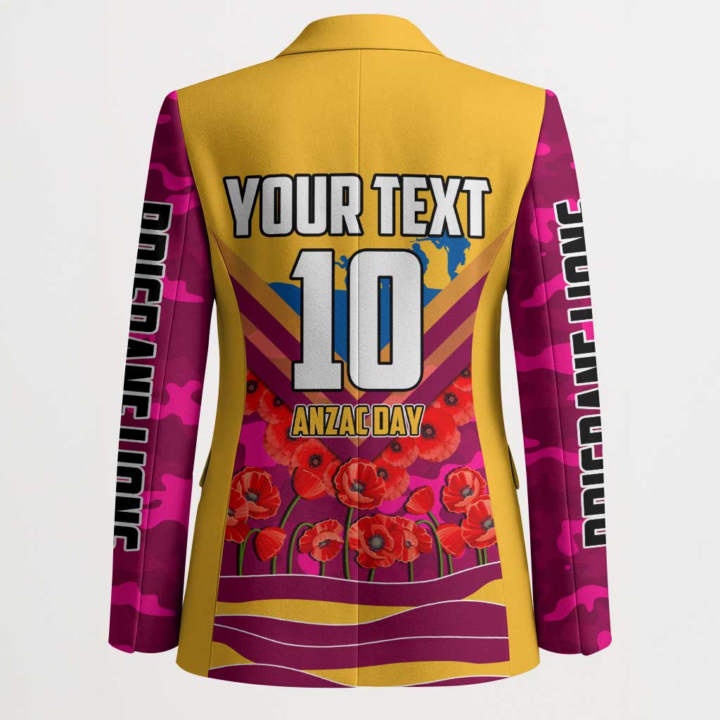 Personalised Brisbane Lions ANZAC Blazer Military Remembrance Australian Football Mascot Camouflage