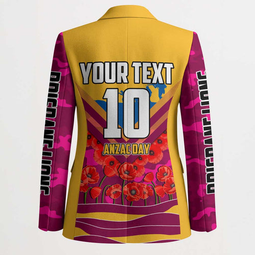 Personalised Brisbane Lions ANZAC Blazer Military Remembrance Australian Football Mascot Camouflage
