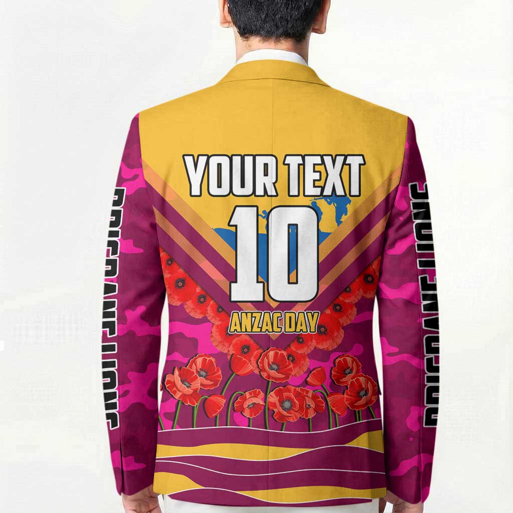 Personalised Brisbane Lions ANZAC Blazer Military Remembrance Australian Football Mascot Camouflage