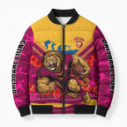 Personalised Brisbane Lions ANZAC Bomber Puffer Jacket Military Remembrance Australian Football Mascot Camouflage