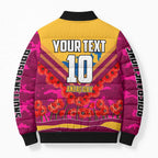 Personalised Brisbane Lions ANZAC Bomber Puffer Jacket Military Remembrance Australian Football Mascot Camouflage