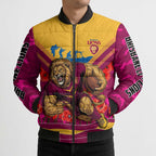 Personalised Brisbane Lions ANZAC Bomber Puffer Jacket Military Remembrance Australian Football Mascot Camouflage