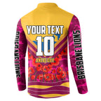 Personalised Brisbane Lions ANZAC Button Sweatshirt Military Remembrance Australian Football Mascot Camouflage
