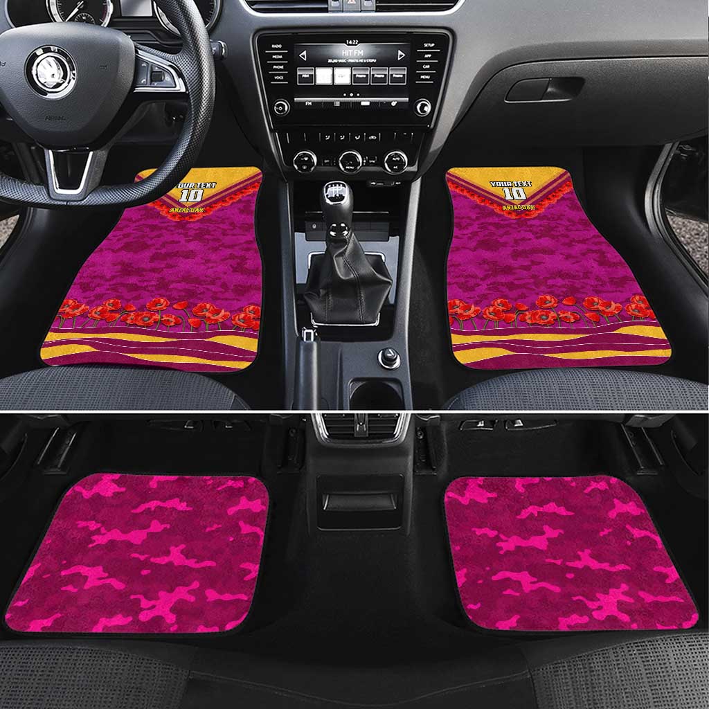 Personalised Brisbane Lions ANZAC Car Mats Military Remembrance Australian Football Mascot Camouflage