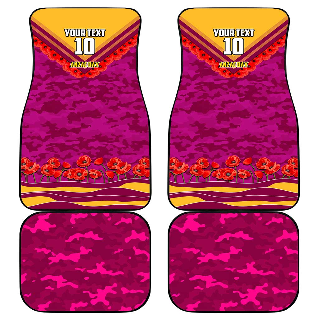Personalised Brisbane Lions ANZAC Car Mats Military Remembrance Australian Football Mascot Camouflage