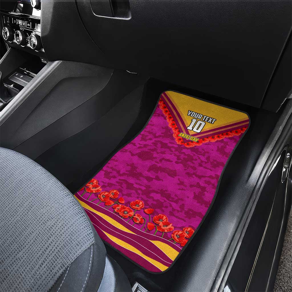 Personalised Brisbane Lions ANZAC Car Mats Military Remembrance Australian Football Mascot Camouflage