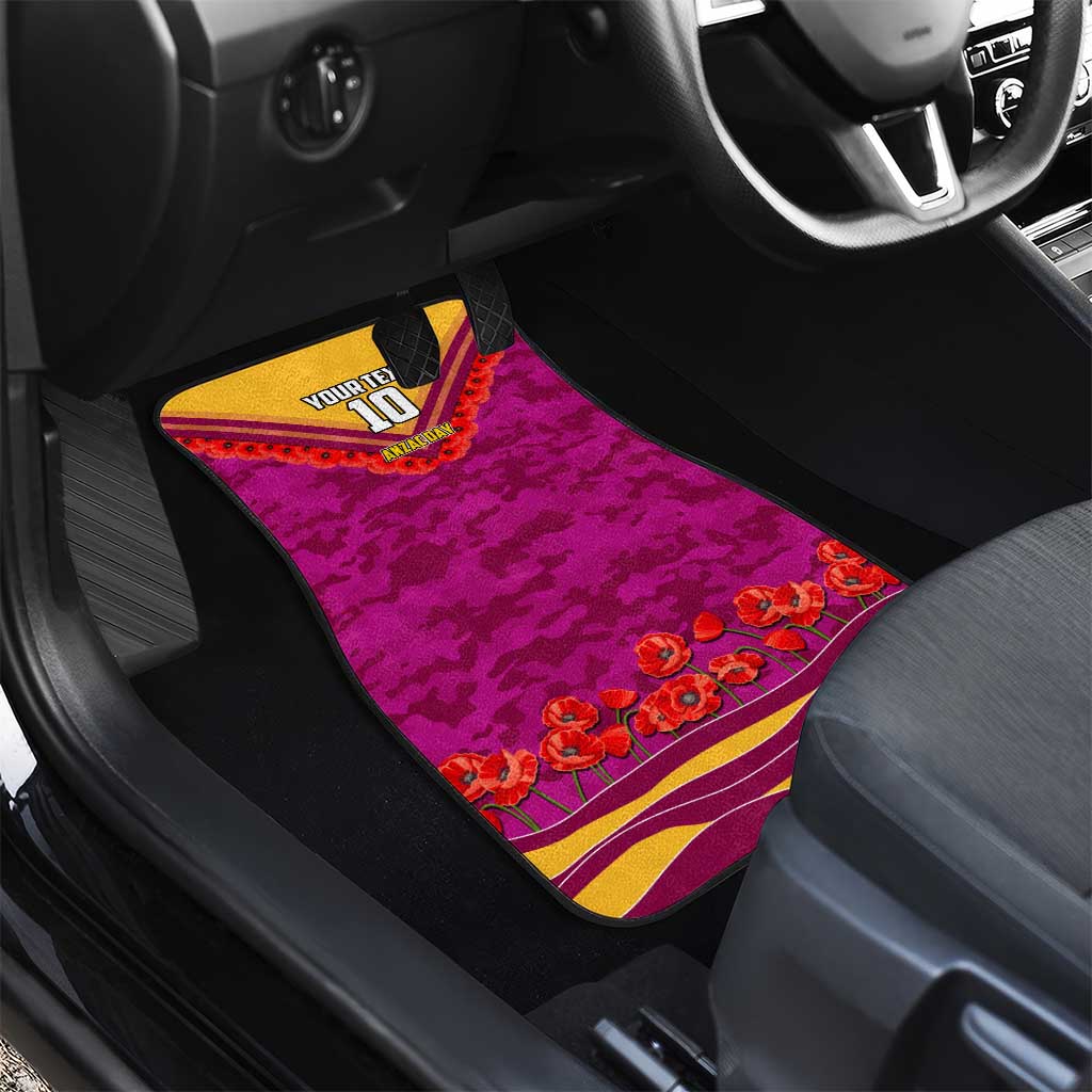 Personalised Brisbane Lions ANZAC Car Mats Military Remembrance Australian Football Mascot Camouflage