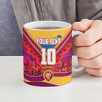 Personalised Brisbane Lions ANZAC Ceramic Mug Military Remembrance Australian Football Mascot Camouflage
