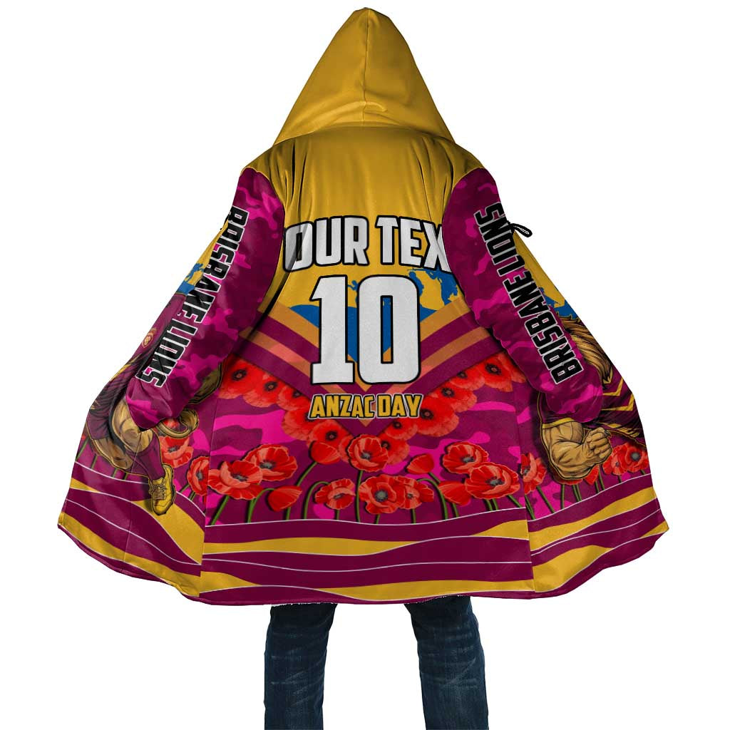 Personalised Brisbane Lions ANZAC Cloak Military Remembrance Australian Football Mascot Camouflage