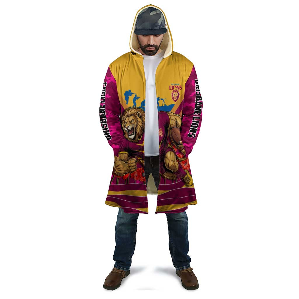 Personalised Brisbane Lions ANZAC Cloak Military Remembrance Australian Football Mascot Camouflage