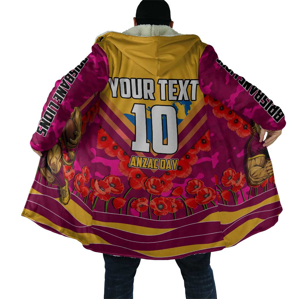 Personalised Brisbane Lions ANZAC Cloak Military Remembrance Australian Football Mascot Camouflage