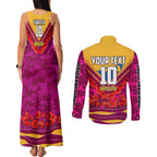 Personalised Brisbane Lions ANZAC Couples Matching Tank Maxi Dress and Long Sleeve Button Shirt Military Remembrance Australian Football Mascot Camouflage