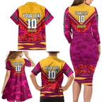 Personalised Brisbane Lions ANZAC Family Matching Long Sleeve Bodycon Dress and Hawaiian Shirt Military Remembrance Australian Football Mascot Camouflage