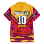 Personalised Brisbane Lions ANZAC Family Matching Off The Shoulder Long Sleeve Dress and Hawaiian Shirt Military Remembrance Australian Football Mascot Camouflage