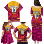 Personalised Brisbane Lions ANZAC Family Matching Puletasi and Hawaiian Shirt Military Remembrance Australian Football Mascot Camouflage