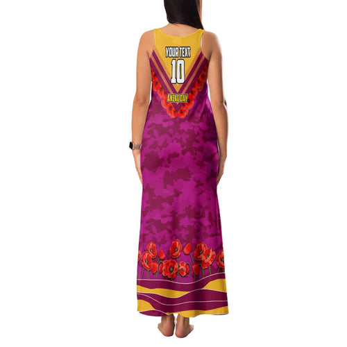 Personalised Brisbane Lions ANZAC Family Matching Tank Maxi Dress and Hawaiian Shirt Military Remembrance Australian Football Mascot Camouflage