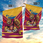 Personalised Brisbane Lions ANZAC Garden Flag Military Remembrance Australian Football Mascot Camouflage