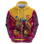 Personalised Brisbane Lions ANZAC Hoodie Military Remembrance Australian Football Mascot Camouflage