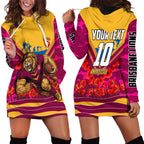 Personalised Brisbane Lions ANZAC Hoodie Dress Military Remembrance Australian Football Mascot Camouflage