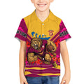 Personalised Brisbane Lions ANZAC Kid Hawaiian Shirt Military Remembrance Australian Football Mascot Camouflage