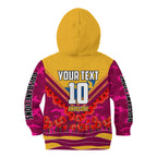 Personalised Brisbane Lions ANZAC Kid Hoodie Military Remembrance Australian Football Mascot Camouflage