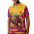 Personalised Brisbane Lions ANZAC Kid Polo Shirt Military Remembrance Australian Football Mascot Camouflage