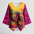 Personalised Brisbane Lions ANZAC Kimono Sleeve Blouse Military Remembrance Australian Football Mascot Camouflage