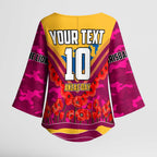 Personalised Brisbane Lions ANZAC Kimono Sleeve Blouse Military Remembrance Australian Football Mascot Camouflage