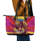 Personalised Brisbane Lions ANZAC Leather Tote Bag Military Remembrance Australian Football Mascot Camouflage