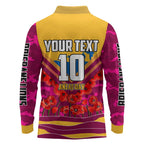 Personalised Brisbane Lions ANZAC Long Sleeve Polo Shirt Military Remembrance Australian Football Mascot Camouflage