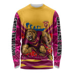 Personalised Brisbane Lions ANZAC Long Sleeve Shirt Military Remembrance Australian Football Mascot Camouflage