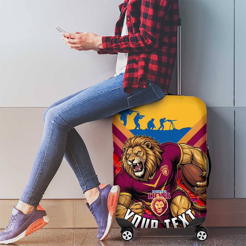 Personalised Brisbane Lions ANZAC Luggage Cover Military Remembrance Australian Football Mascot Camouflage