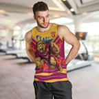 Personalised Brisbane Lions ANZAC Men Tank Top Military Remembrance Australian Football Mascot Camouflage