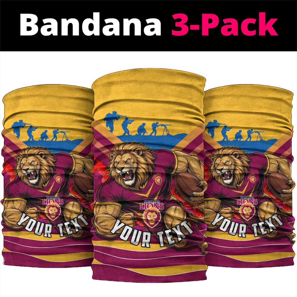 Personalised Brisbane Lions ANZAC Neck Gaiter Military Remembrance Australian Football Mascot Camouflage