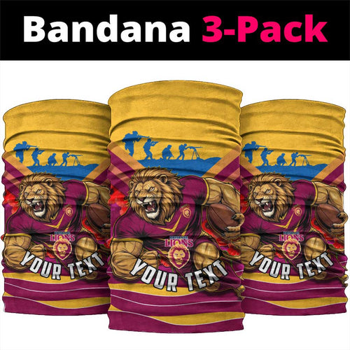 Personalised Brisbane Lions ANZAC Neck Gaiter Military Remembrance Australian Football Mascot Camouflage